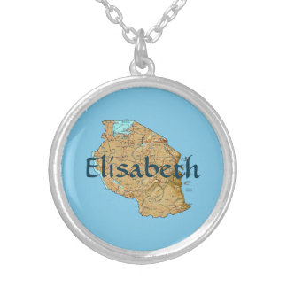 Tanzania Map + Name Necklace