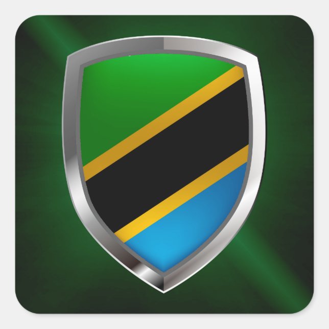 Tanzania Metallic Emblem Square Sticker (Front)