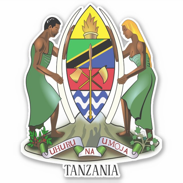 Tanzania National Coat Of Arms Patriotic Sticker (Front)