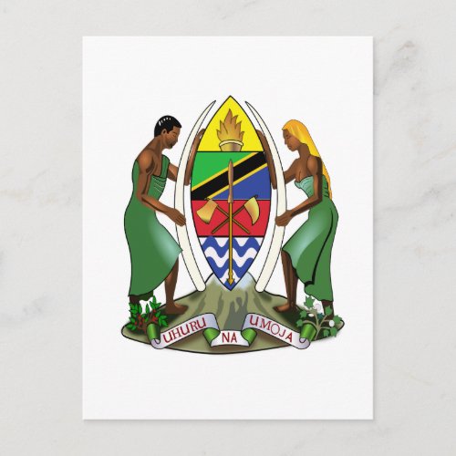 Tanzania Official Coat Of Arms Heraldry Symbol Postcard