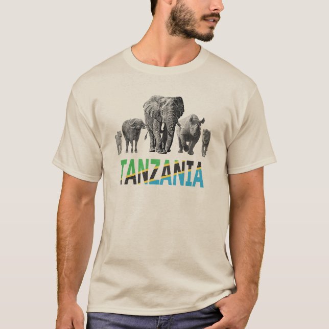 Tanzania Pride Big 5 Wildlife for Tanzania Fans T-Shirt (Front)
