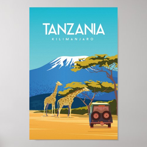 Tanzania safari travel poster africa