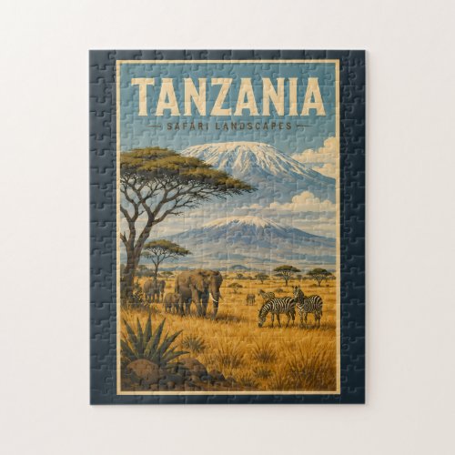 Tanzania Safari Zebra Illustration Travel Art Jigsaw Puzzle