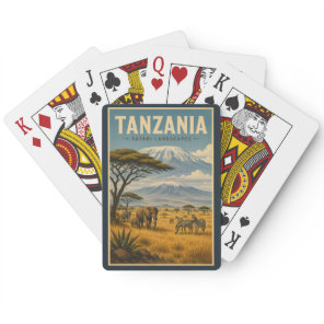 Tanzania Safari Zebra Illustration Travel Art Poker Cards
