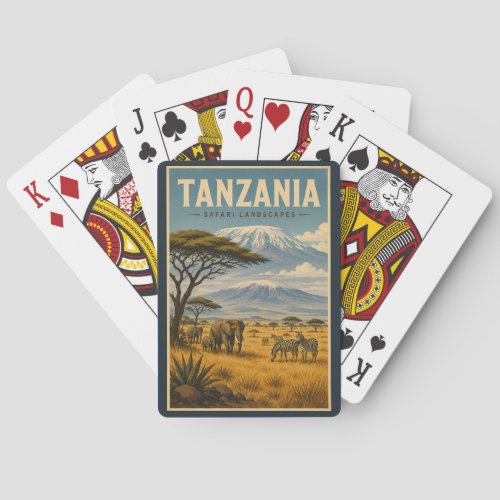 Tanzania Safari Zebra Illustration Travel Art Poker Cards