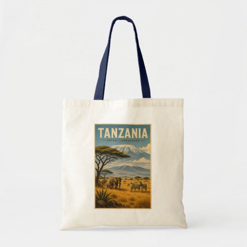 Tanzania Safari Zebra Illustration Travel Art Tote Bag