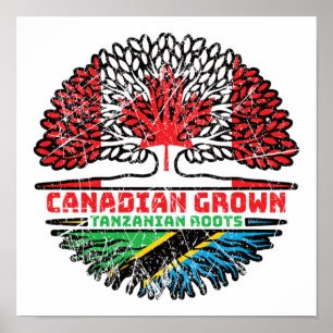 Tanzania Tanzanian Canadian Canada Tree Roots Flag Poster