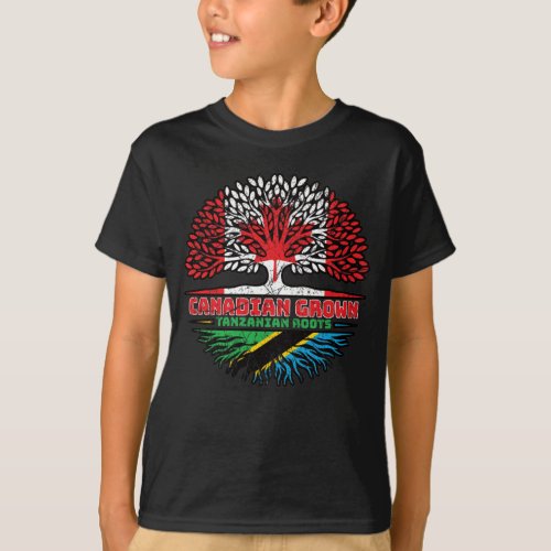 Tanzania Tanzanian Canadian Canada Tree Roots Flag T_Shirt