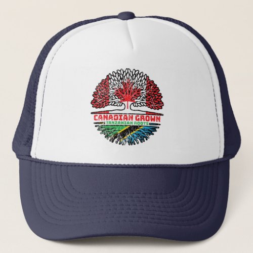 Tanzania Tanzanian Canadian Canada Tree Roots Flag Trucker Hat