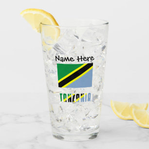 Tanzania Tanzanian Flag Black Personalization  Glass
