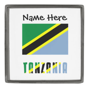 Tanzania Tanzanian Flag Black Personalization  Gunmetal Finish Lapel Pin