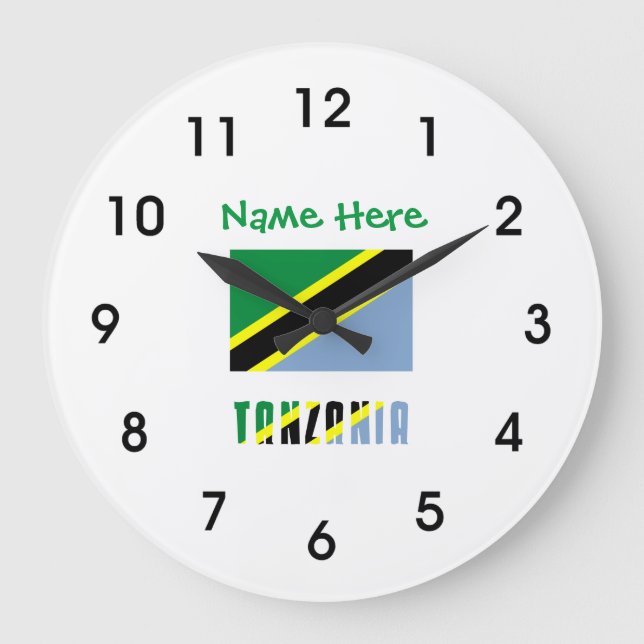 Tanzania Tanzanian Flag Green Personalization  Large Clock (Front)