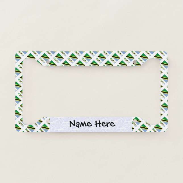 Tanzania Tanzanian Flag Tiled Black Personalizatio License Plate Frame (Front)