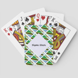 Tanzania Tanzanian Flag Tiled Black Personalizatio Poker Cards