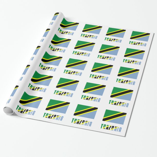 Tanzania Tanzanian Flag Wrapping Paper (Unrolled)