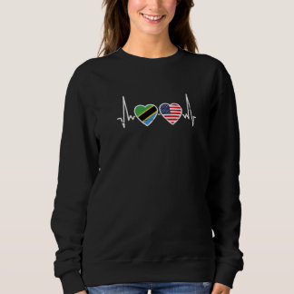 Tanzania Usa Heartbeat Love Roots Tanzanian Americ Sweatshirt
