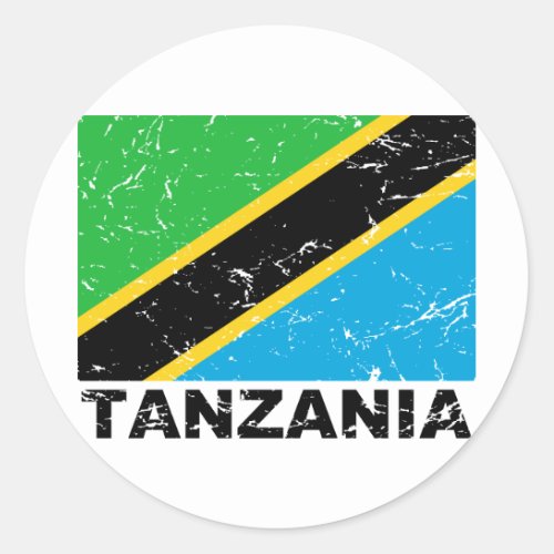 Tanzania Vintage Flag Classic Round Sticker