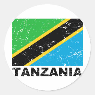 Tanzania Vintage Flag Classic Round Sticker