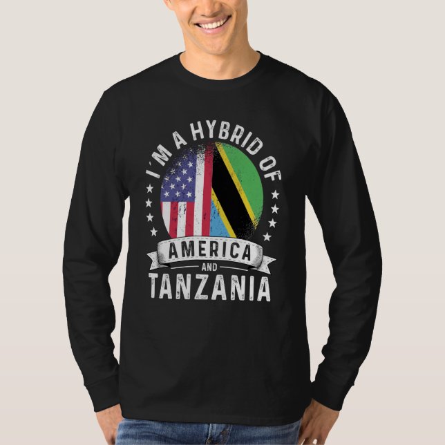Tanzanian American Patriot Grown Flag Humor T-Shirt (Front)