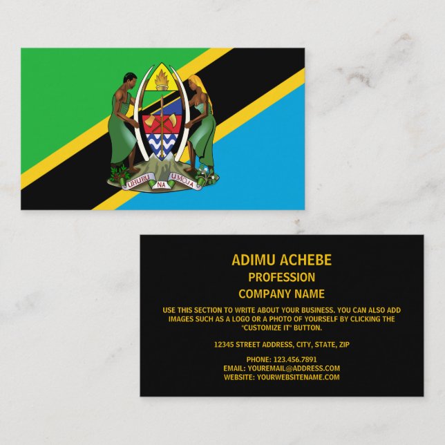 Tanzanian Flag & Coat of Arms, Flag of Tanzania Business Card (Front/Back)