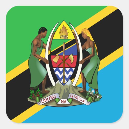 Tanzanian Flag  Coat of Arms Flag of Tanzania Square Sticker