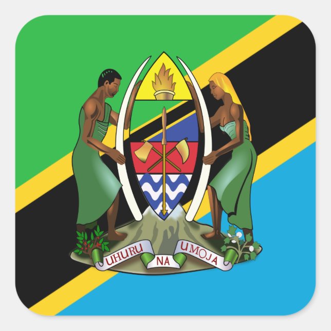 Tanzanian Flag & Coat of Arms, Flag of Tanzania Square Sticker (Front)