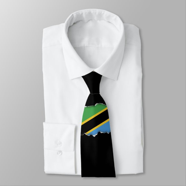 Tanzanian Flag Neck Tie (Tied)
