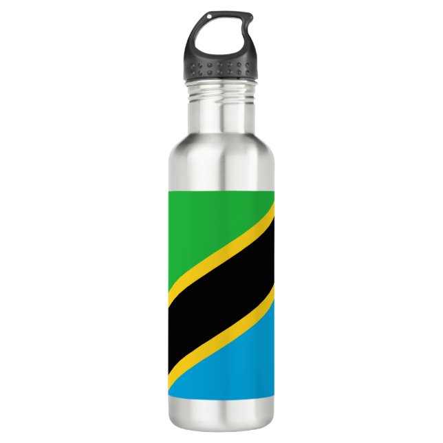 Tanzanian Flag Stainless Steel Water Bottle (Front)