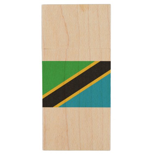 Tanzanian Flag Wood Flash Drive