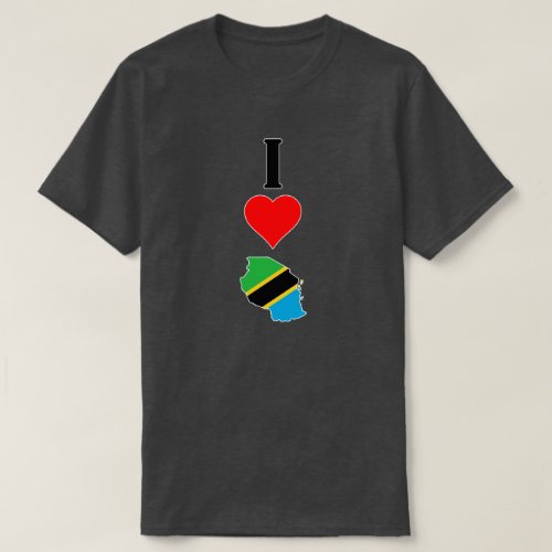 Tanzanian I Love Heart Tanzania Country Flag Map T_Shirt