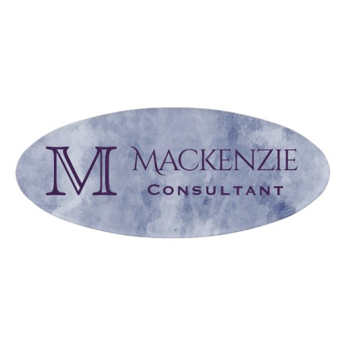 Tanzanite Blue  Periwinkle Purple Pastel Monogram Name Tag