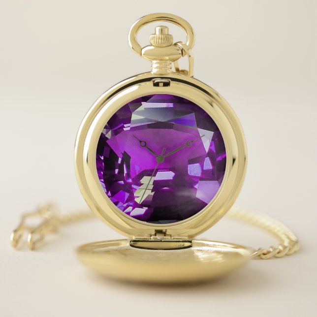 Tanzanite Gemstone Purple Pocket Watch (Inside)