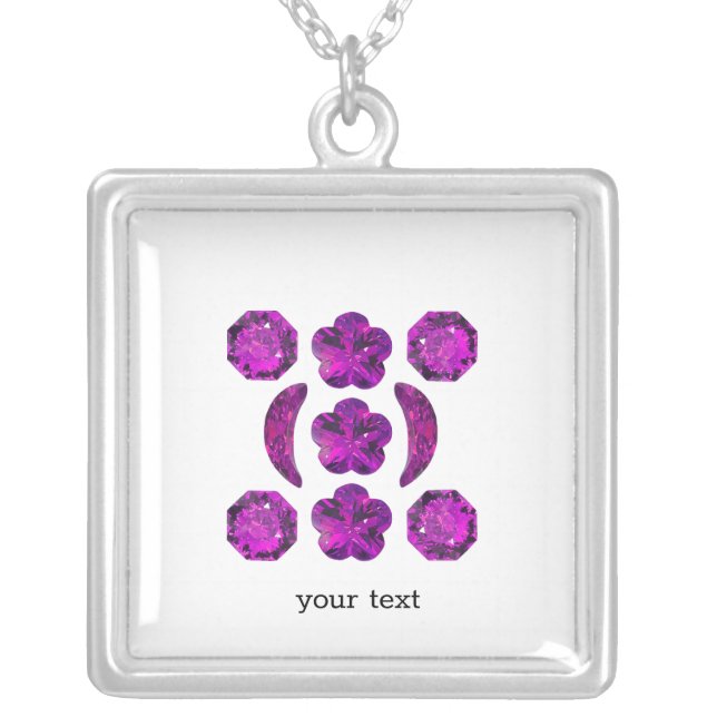Tanzanite Gemstone Purple Silver Plated Necklace (Front)