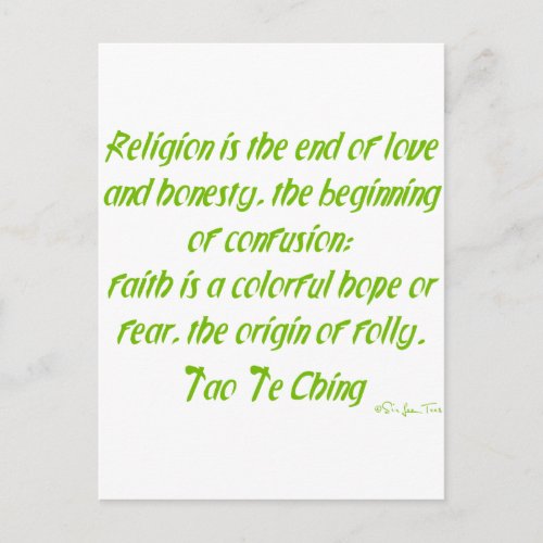 Tao Te Ching On Religion Postcard