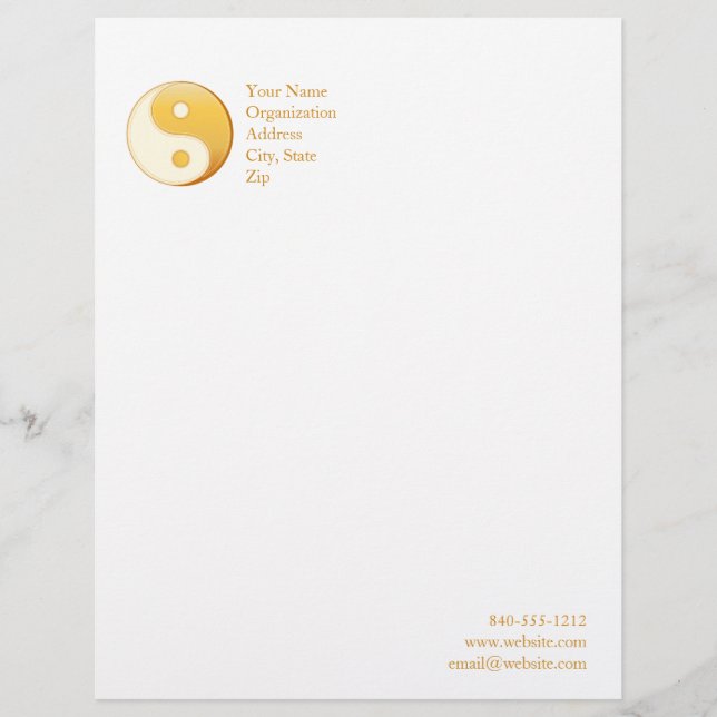 Taoism Symbol 8.5" x 11" Letterhead (Front)