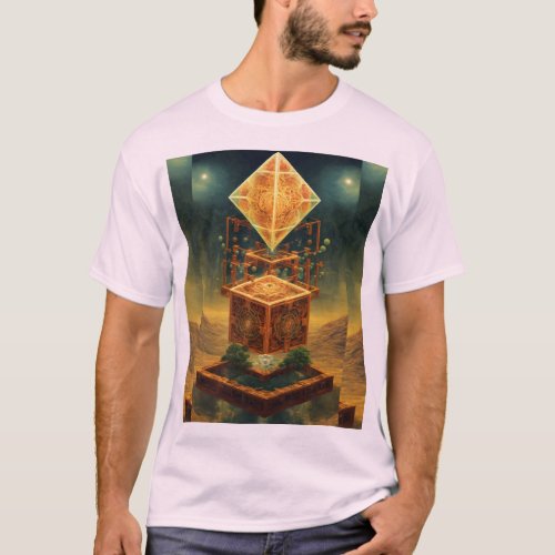 Taoist Monk Tesseract Fractal T_Shirt Design