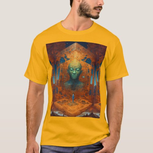 Taoist Monks Fractal Journey A Tesseract Fusion T_Shirt