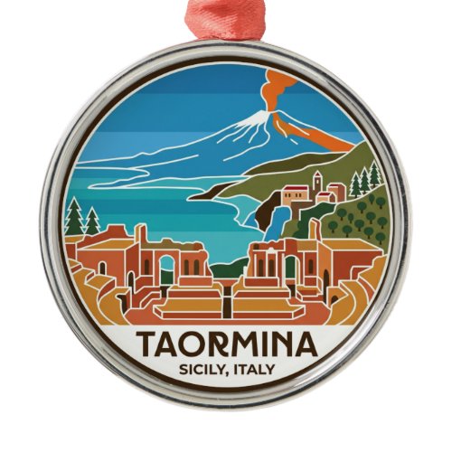Taormina and Mount Etna Italy Metal Ornament