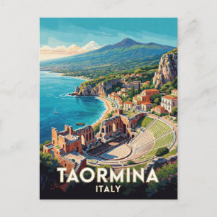 Taormina Italy Greek Theater Travel Scene 🏛️ Postcard