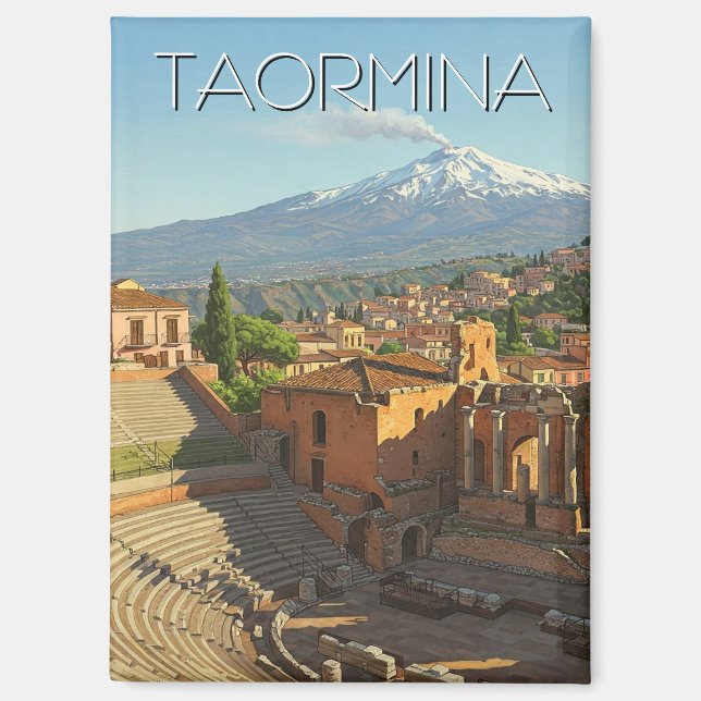 Taormina Italy Mount Etna Magnet (Front)