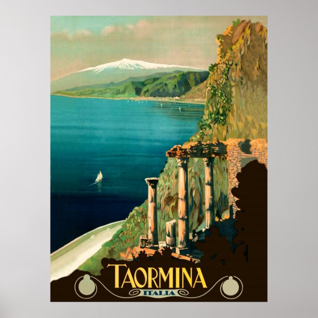 Taormina, Sicily, Italy, view on the coast Poster (Front)