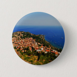 Taormina view 2 pinback button