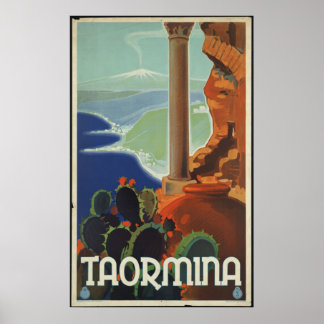 Taormina Vintage Travel Poster Ad Retro Prints