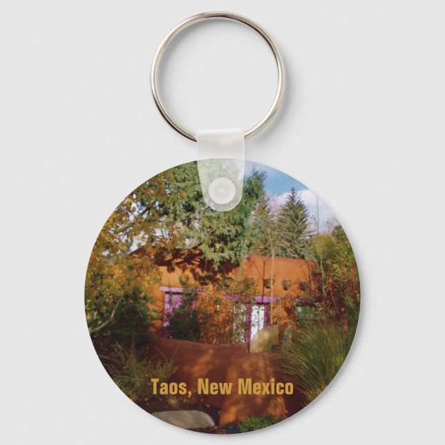 Taos Adobe Casita in Morning Sunlight Keychain (Front)