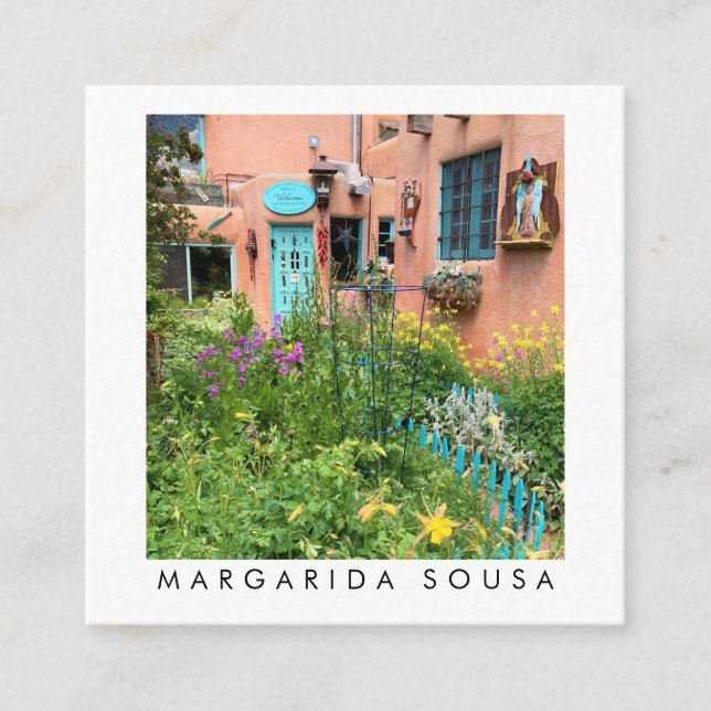 Taos Adobe Door Photo Travel Tourism Hospitality Square Business Card (Front)