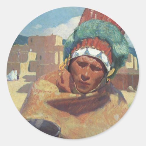 Taos Indian Holding a Water Jug by Blumenschein Classic Round Sticker