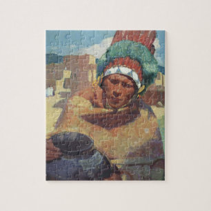 Taos Indian Holding a Water Jug by Blumenschein Jigsaw Puzzle