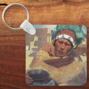 Taos Indian Holding a Water Jug by Blumenschein Keychain