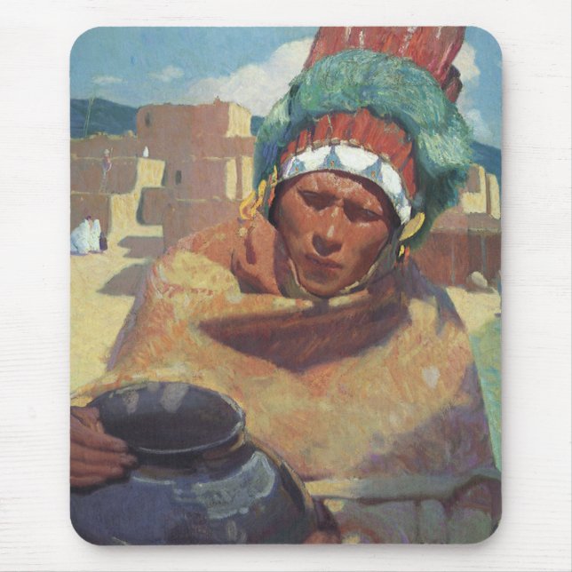 Taos Indian Holding a Water Jug by Blumenschein Mouse Pad (Front)