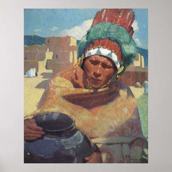 Taos Native American Indian Portrait, Blumenschein Poster